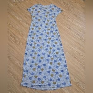 Lularoe Maria Floral Blue and Gold Maxi Dress